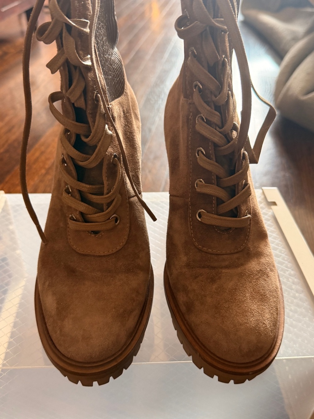 Gianvito Rossi Brown Suede Lace-Up Ankle Boots